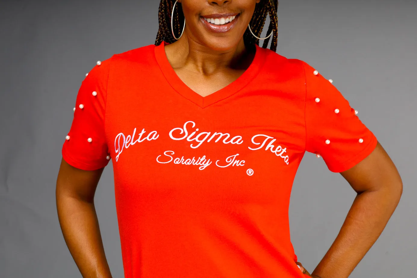 ΔΣΘ Red Pearl Studded Tee Shirt Dress