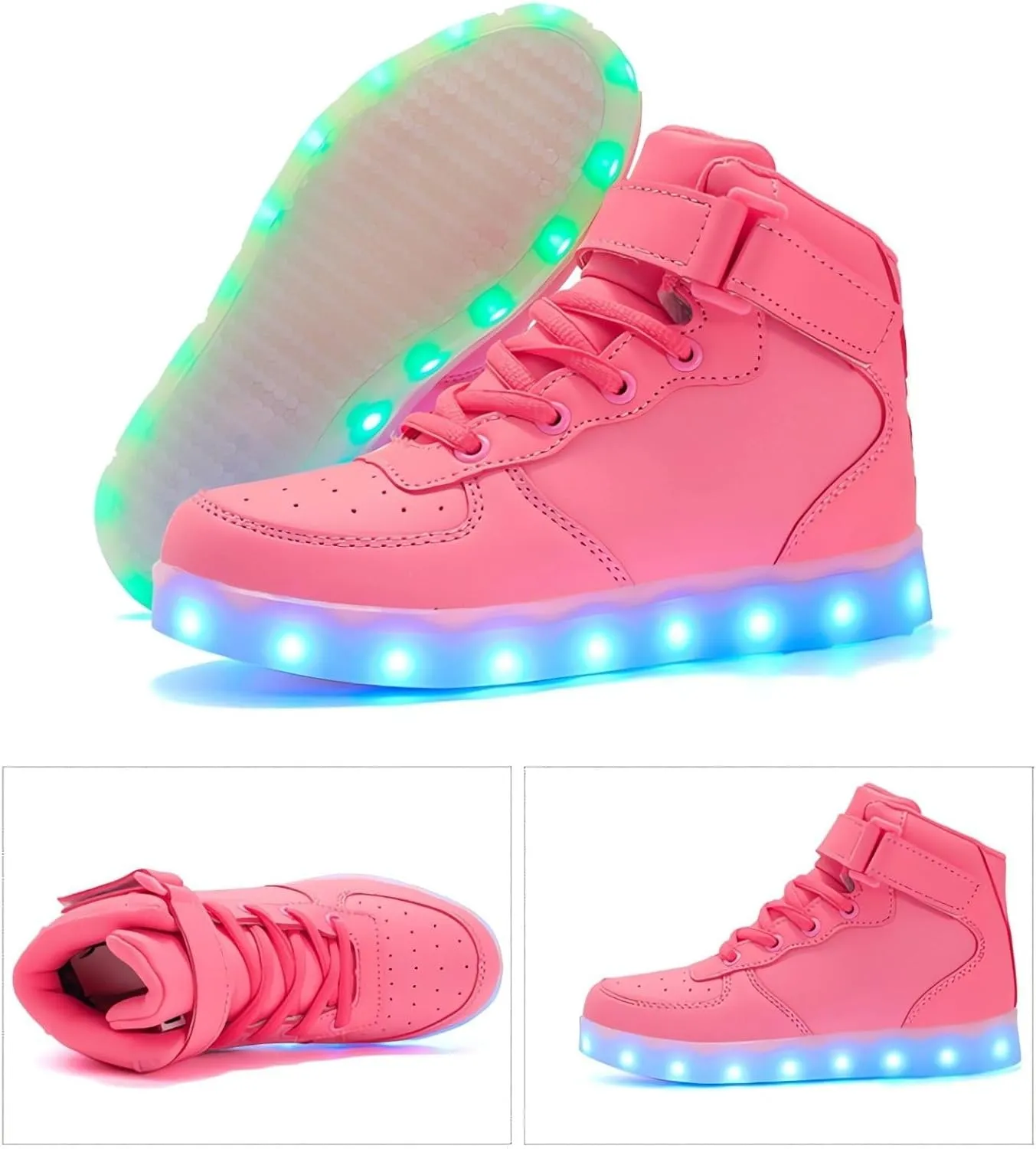 Big Kids Adult Light Up Trainers Luminous Sneakers Boys Girls USB Charging Led High Top Flashing Shoes Xmas