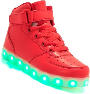 Big Kids Adult Light Up Trainers Luminous Sneakers Boys Girls USB Charging Led High Top Flashing Shoes Xmas