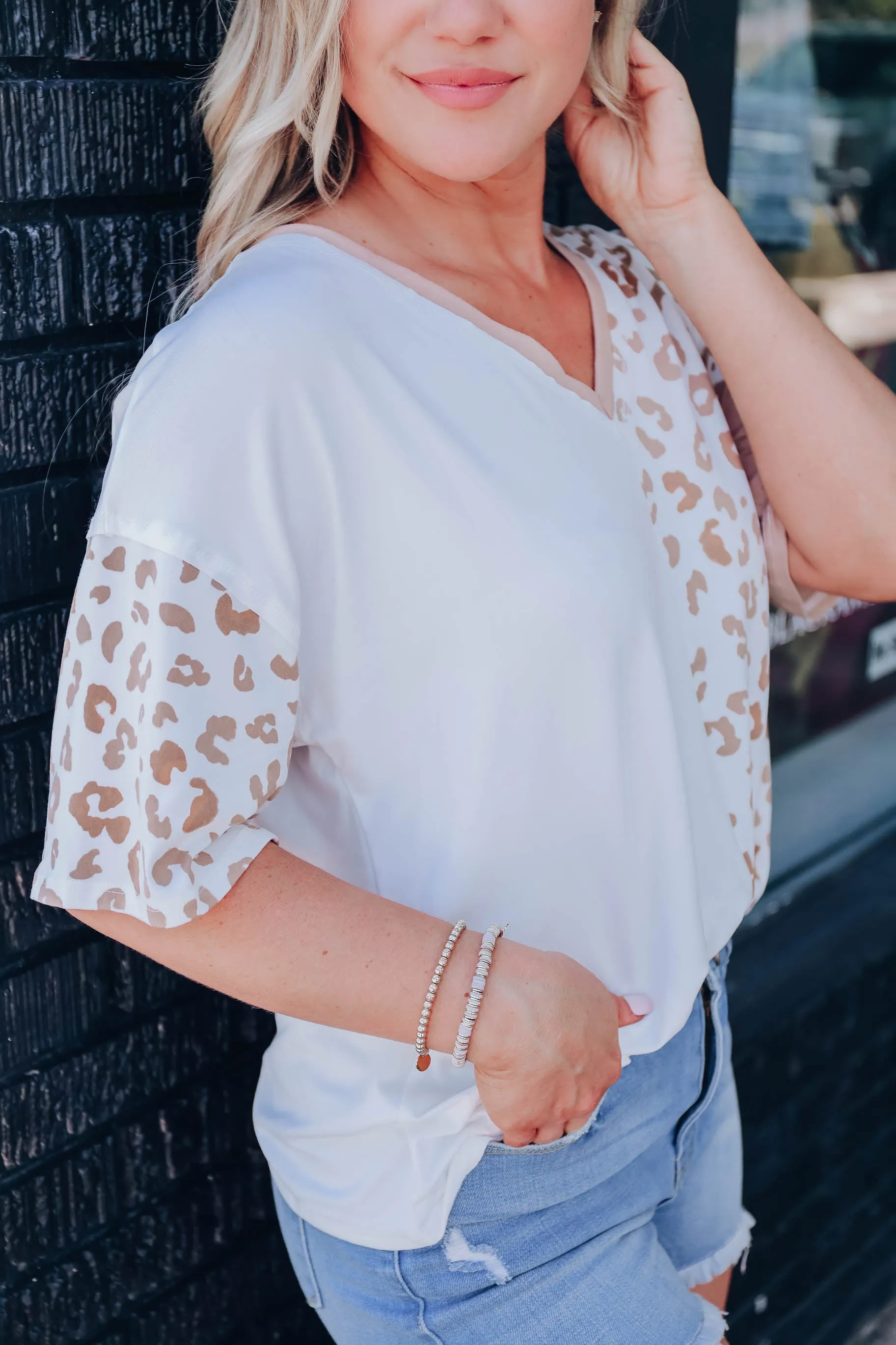 Block It Off Leopard Top - Tan