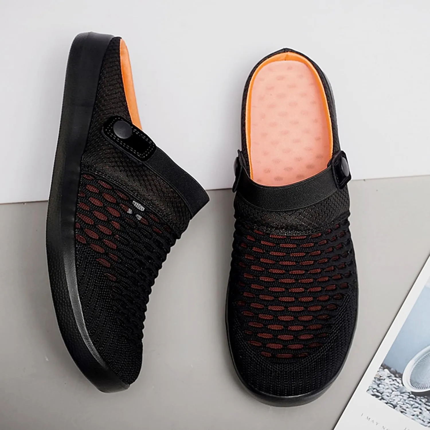 Clogs for Women Summer Casual Slip-on Mesh Mules Shoes Breathable Hollow Out Slippers Comfortable Closed Toe Sandals Fashion Open Back Slip On Shoes Lightweight Walking Slippers