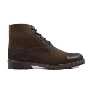 Dosia - Men's Dark Brown Kid Suede and Calf Leather Boot