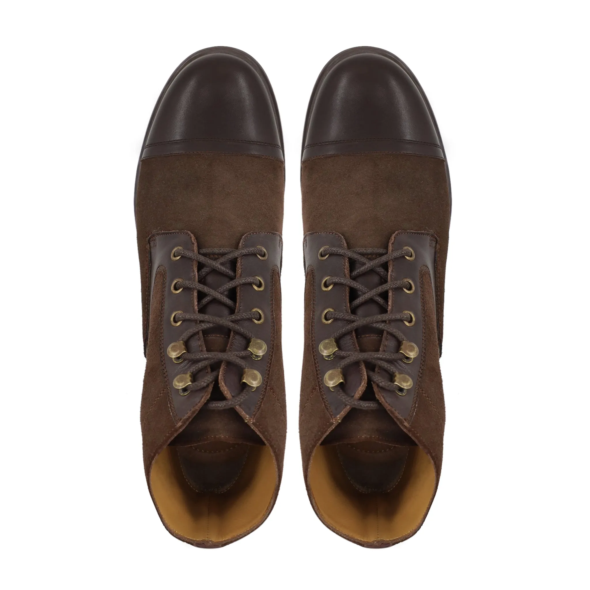 Dosia - Men's Dark Brown Kid Suede and Calf Leather Boot