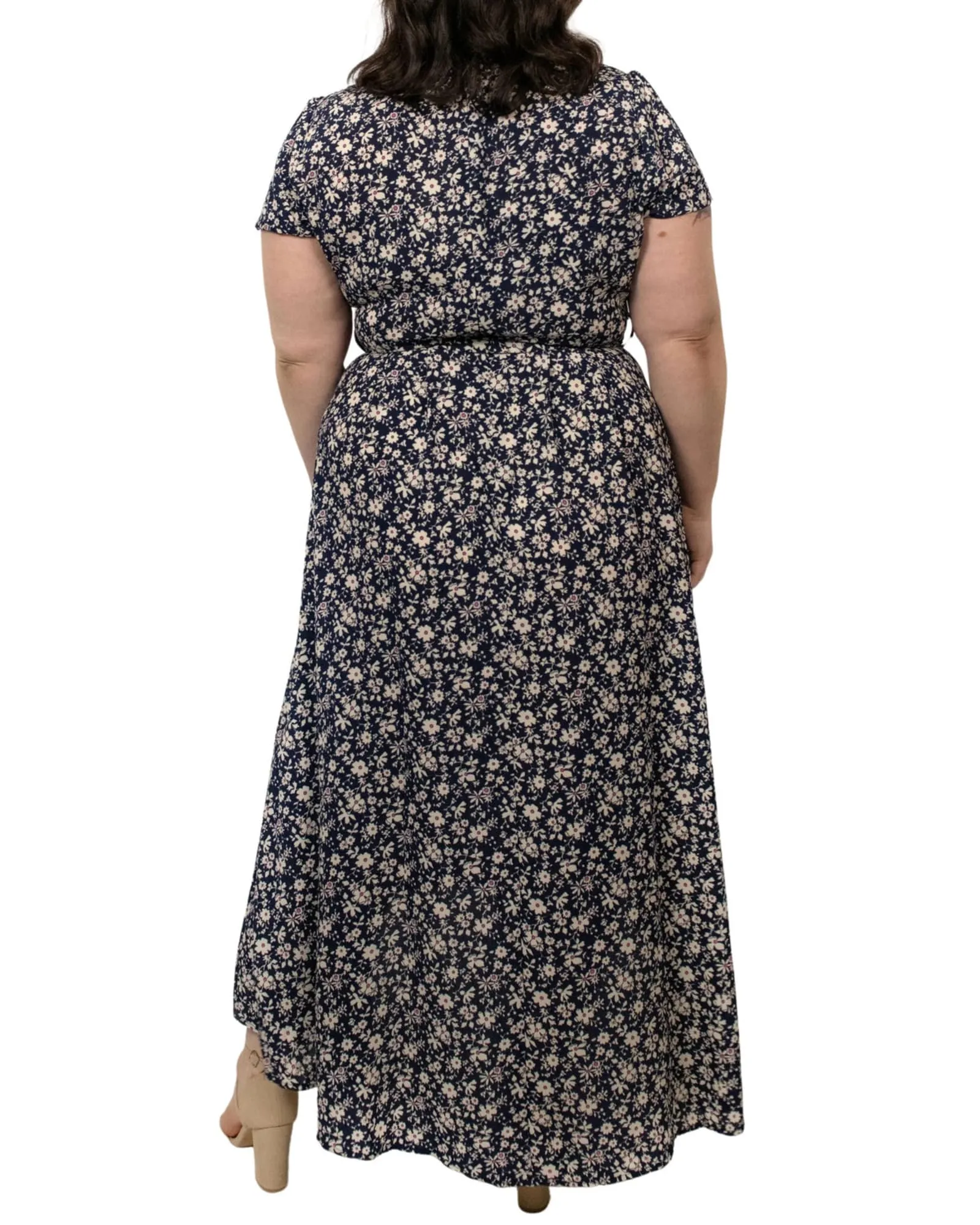 Ella Maxi Dress Floral Print V Neck Navy | Navy