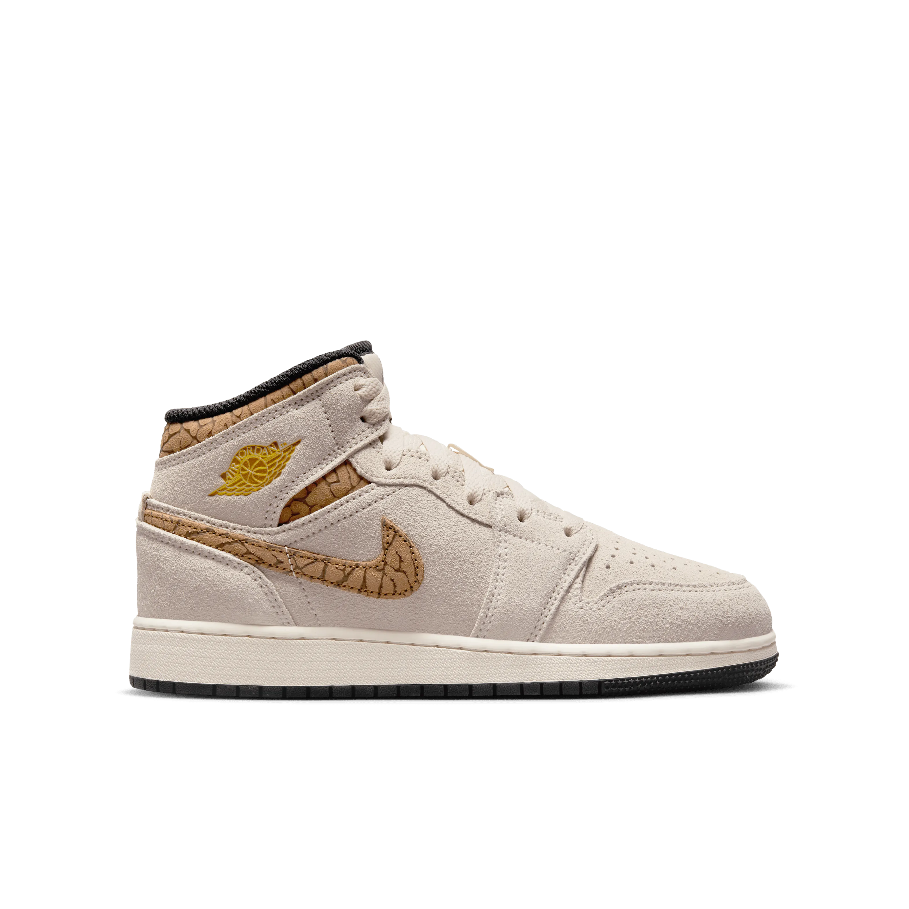 Jordan - Boy - GS Air Jordan 1 Mid SE - Brown/Metallic Gold/White