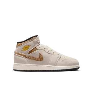 Jordan - Boy - GS Air Jordan 1 Mid SE - Brown/Metallic Gold/White