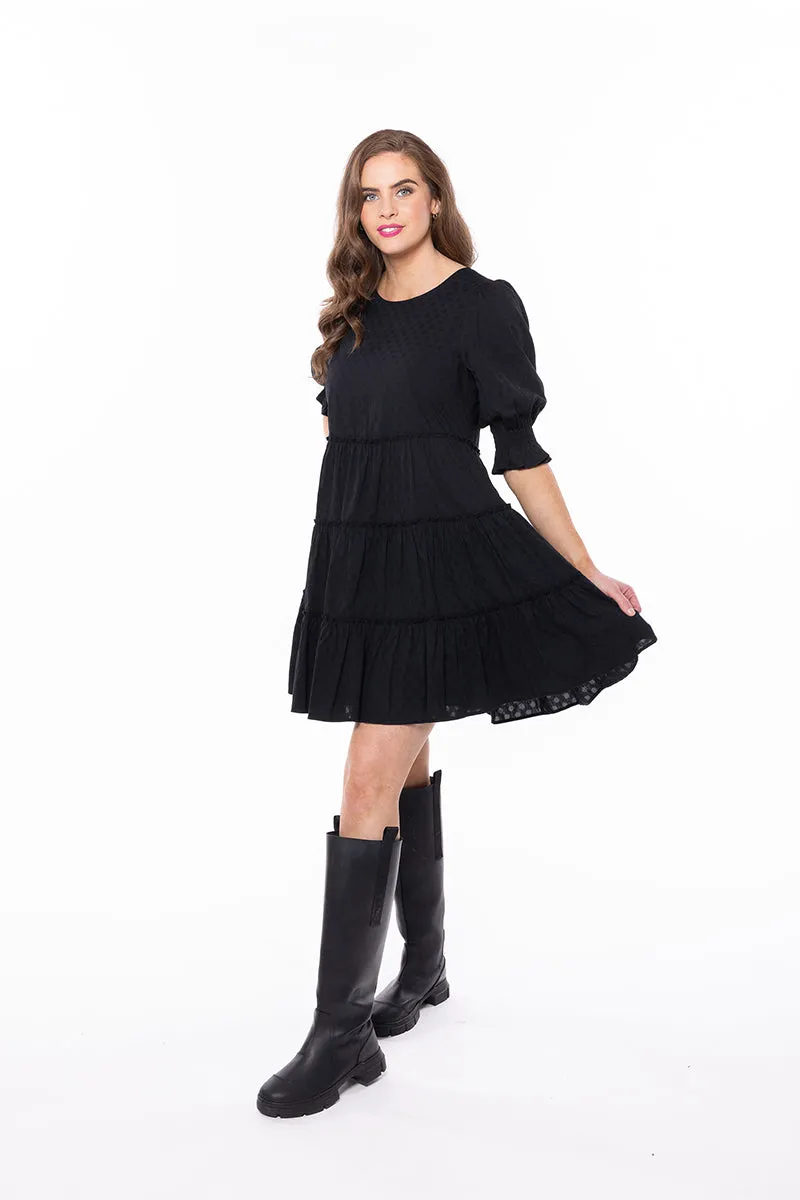Liela   Luca - Claire Tiered Mini Dress - Black