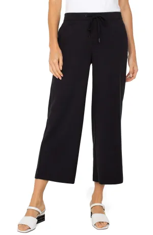 Liverpool Los Angeles Pull-on Wide Leg Crop Trouser in Black