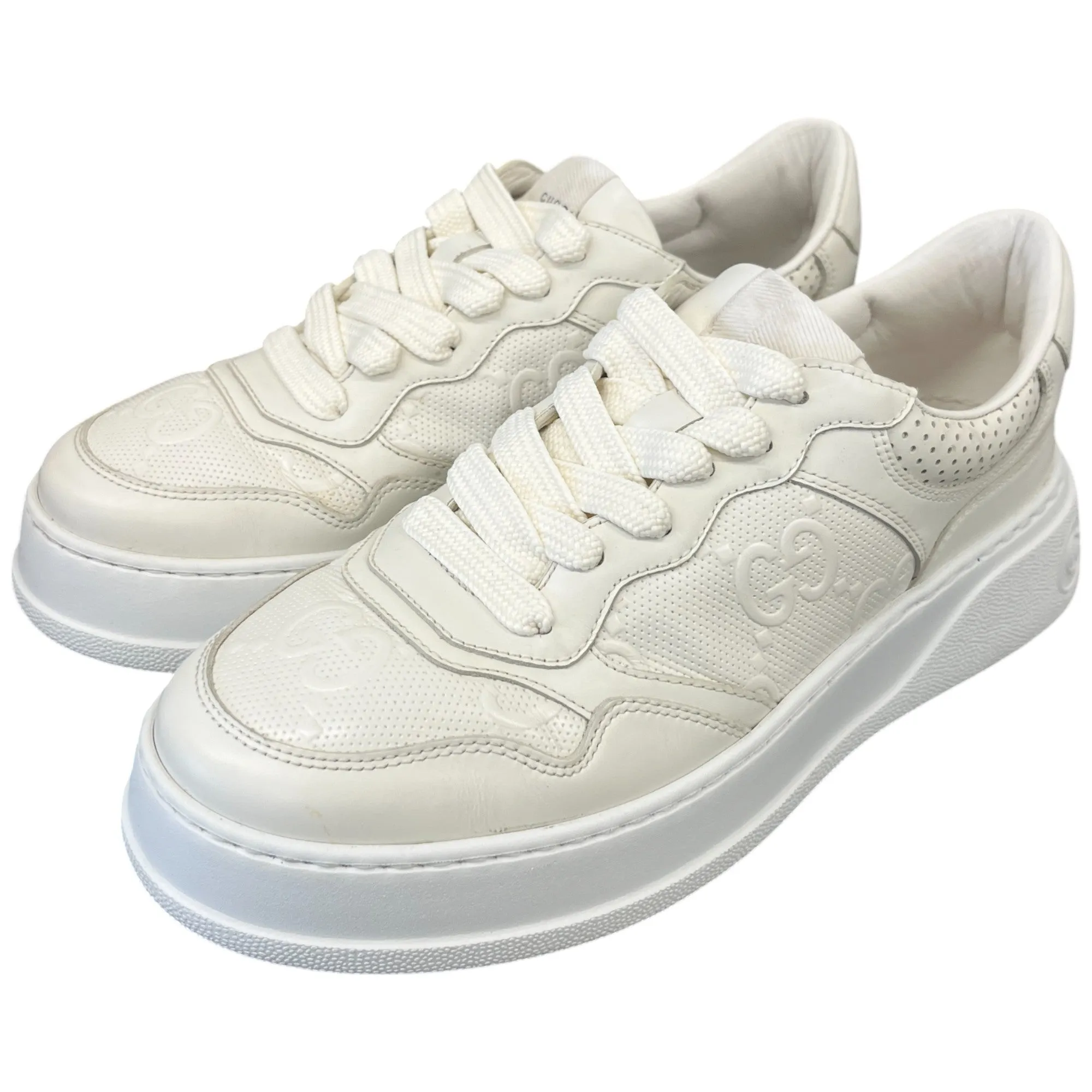 Men's Gg Embossed Low Trainers White Size EU 42 / UK 8