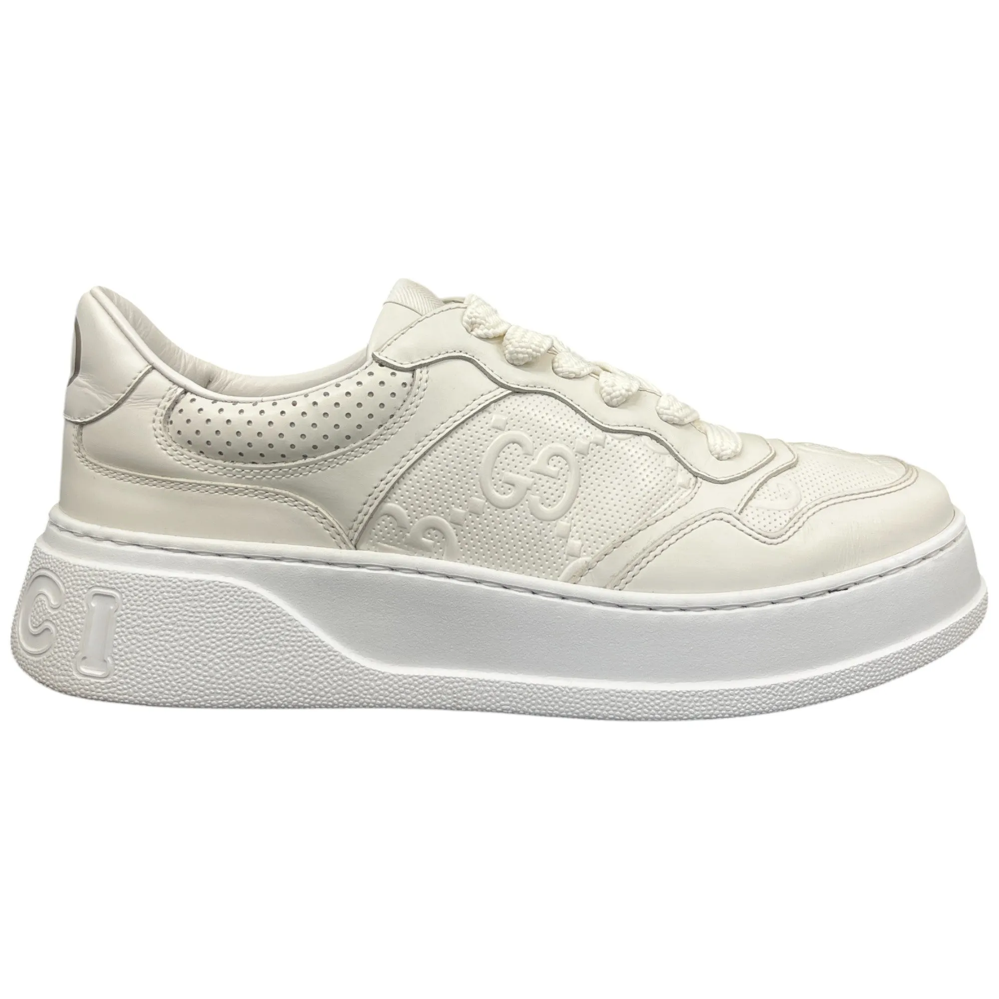 Men's Gg Embossed Low Trainers White Size EU 42 / UK 8