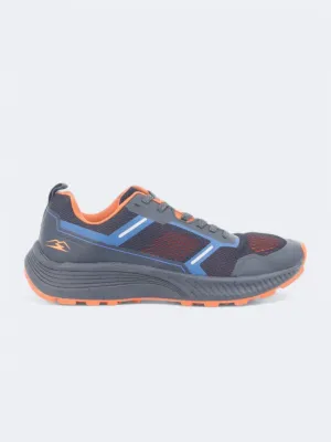 Men's Printed Trainers,Navy/Orange