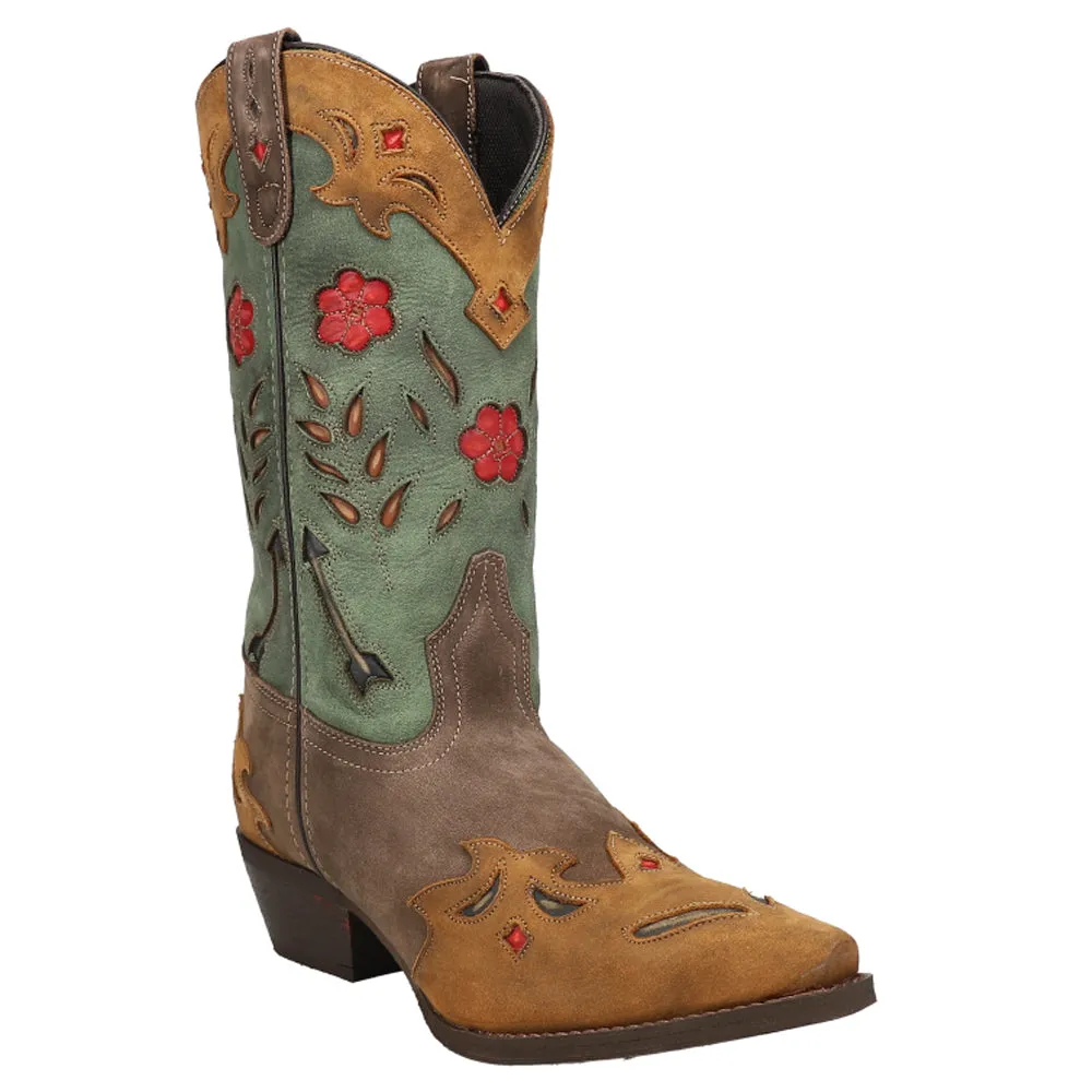 Miss Kate Floral Tooled Inlay Snip Toe Cowboy Boots