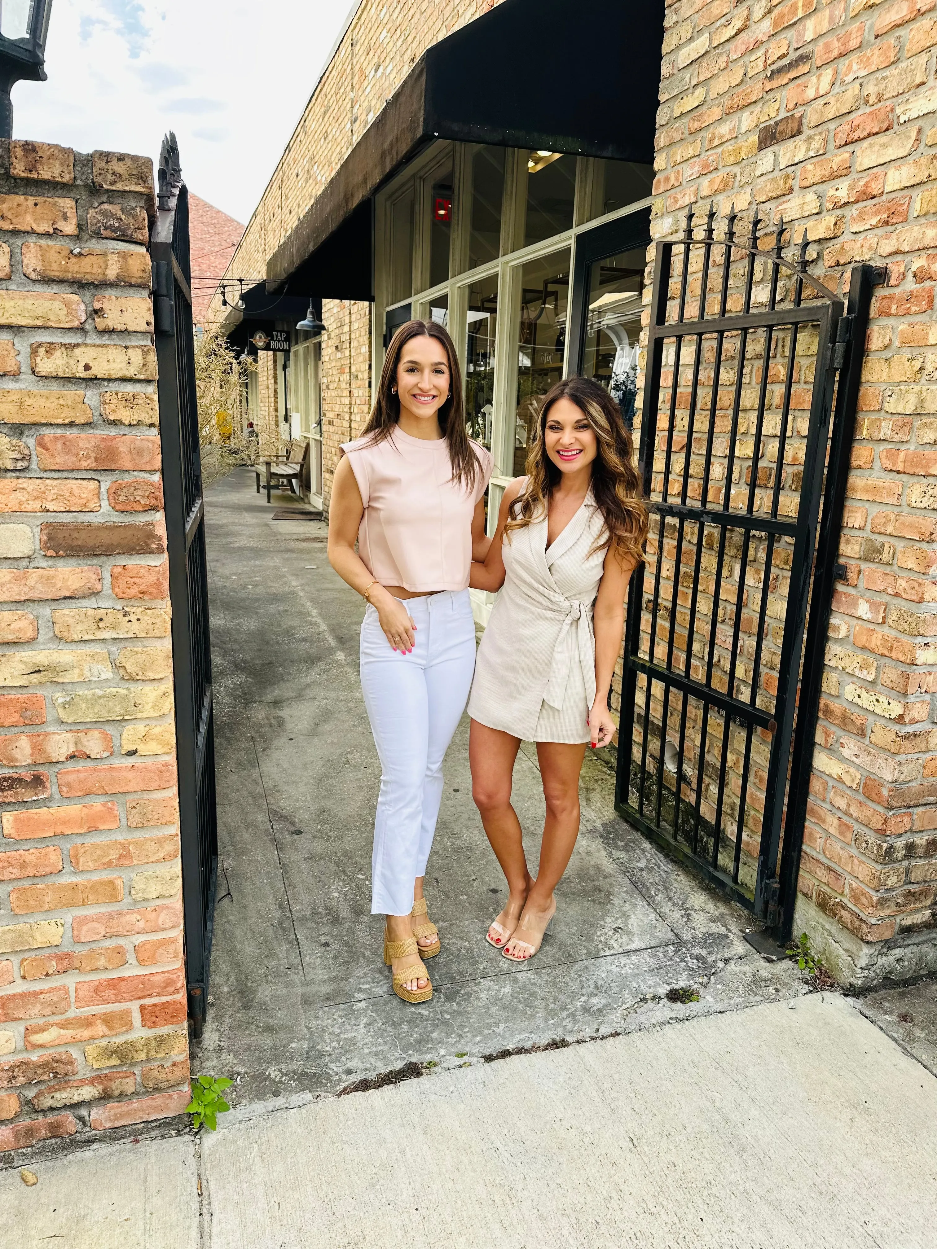 Mojave Wrap Front Romper- Cream/Taupe