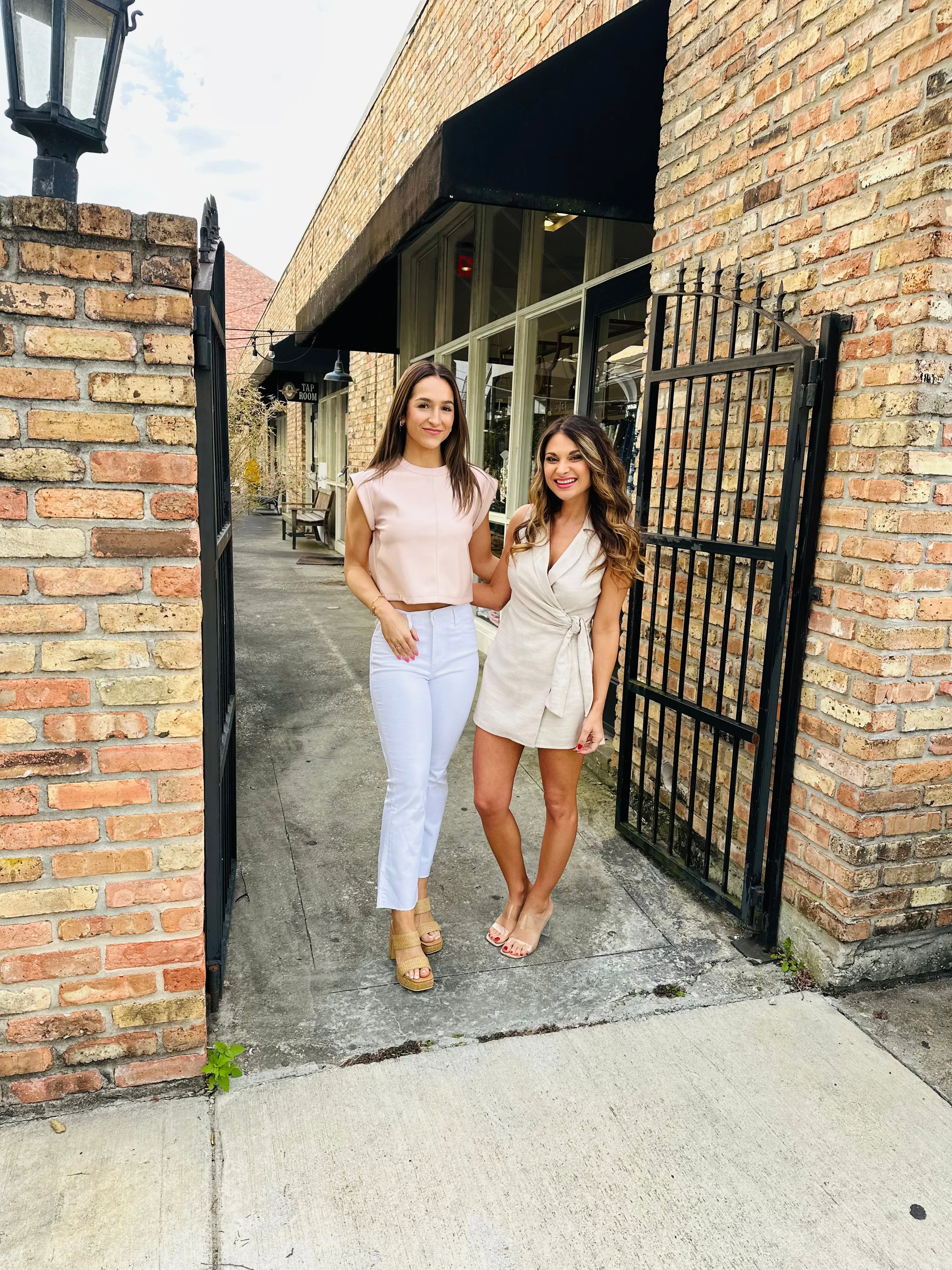 Mojave Wrap Front Romper- Cream/Taupe
