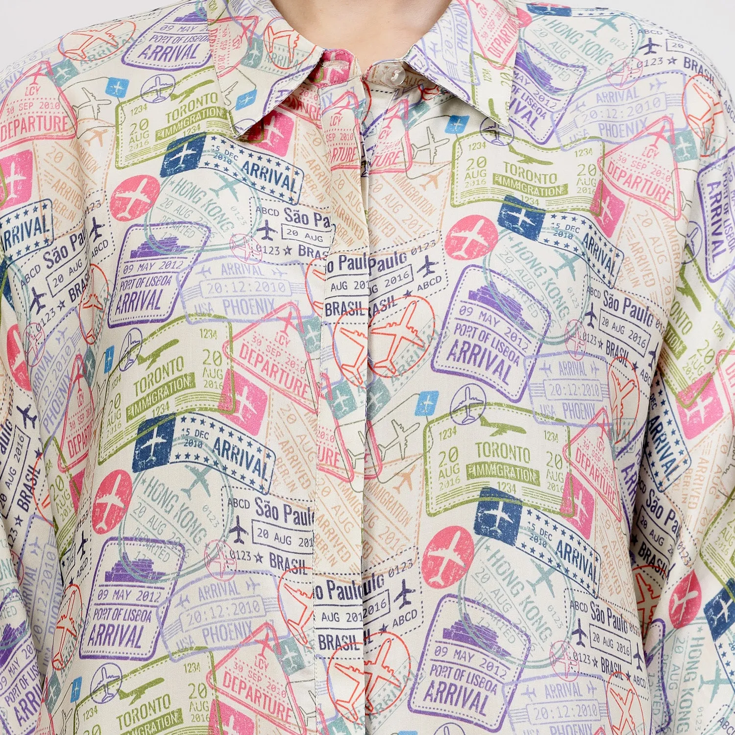 Multicolour Ticket Print Long Shirt