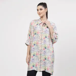 Multicolour Ticket Print Long Shirt
