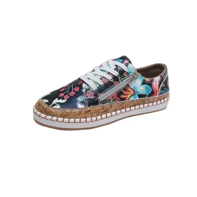 New European and American style fashion trendy new flower side zipper casual single shoes flat women's shoes   XM345