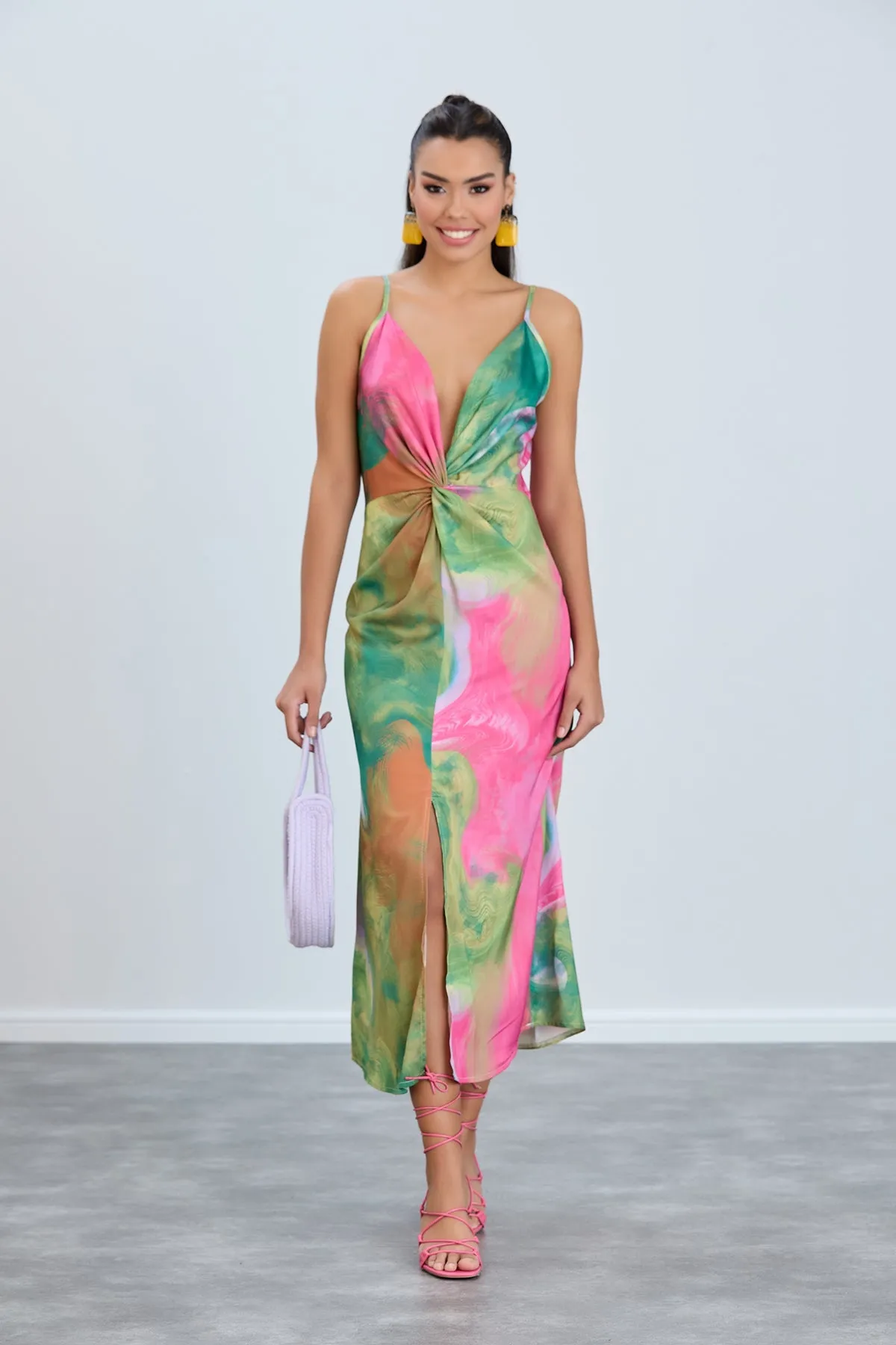 Ocean Vibe Fuchsia Satin Slip Dress