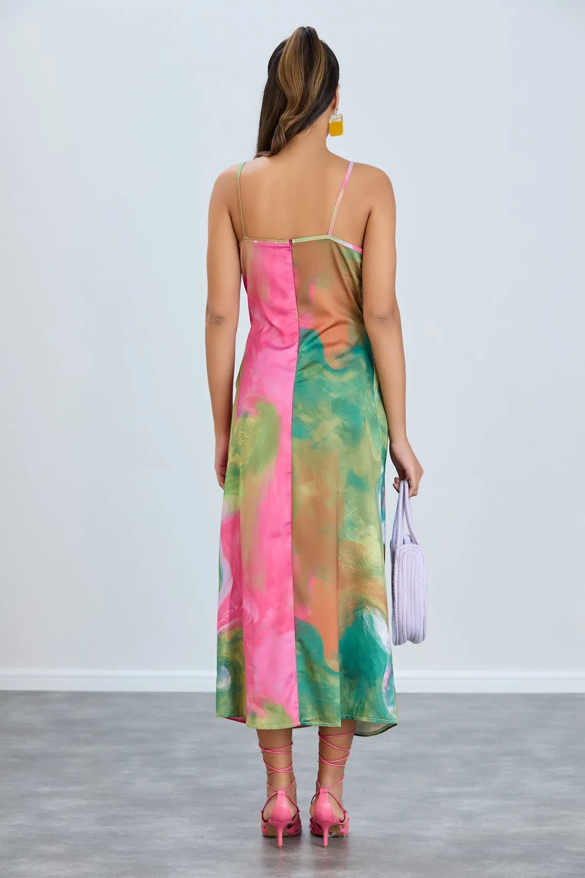 Ocean Vibe Fuchsia Satin Slip Dress