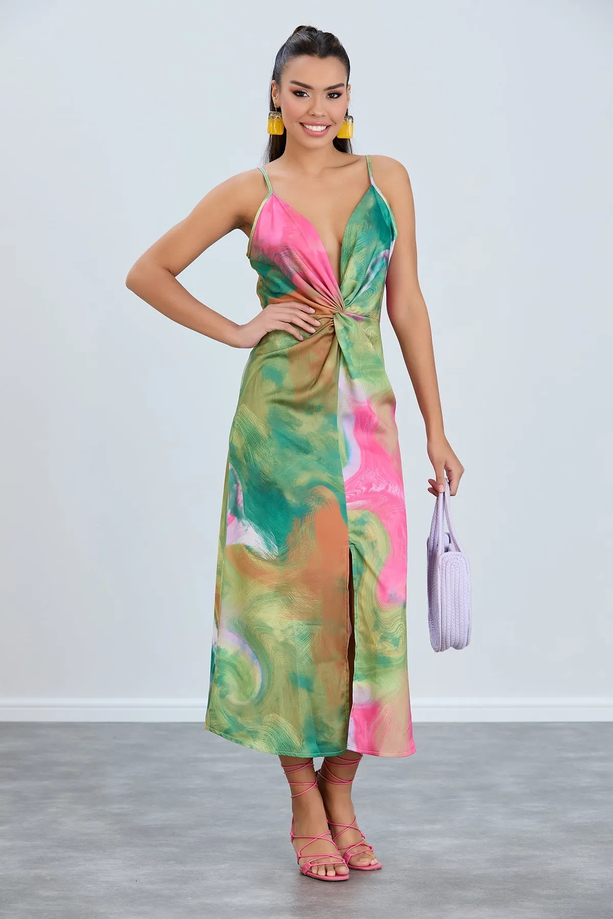 Ocean Vibe Fuchsia Satin Slip Dress