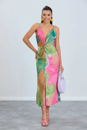 Ocean Vibe Fuchsia Satin Slip Dress