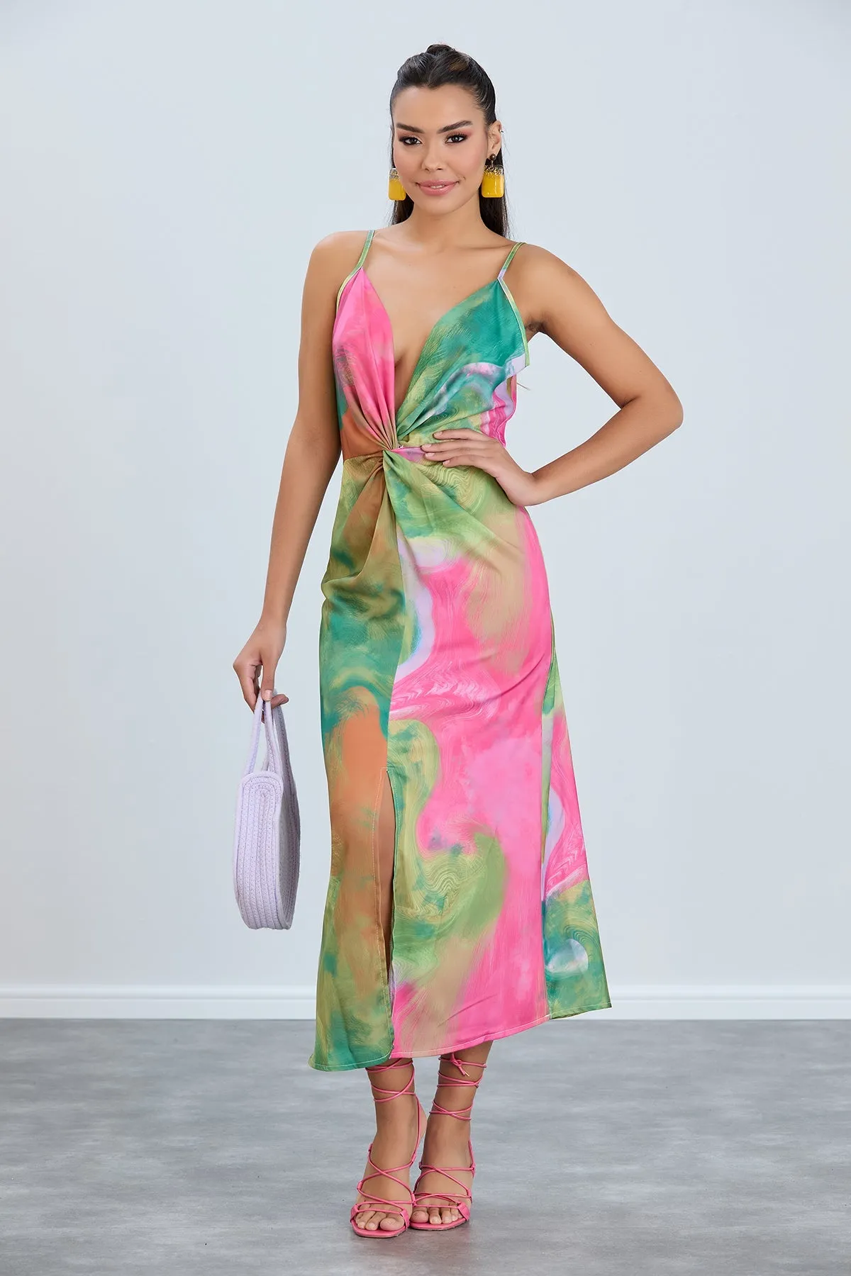 Ocean Vibe Fuchsia Satin Slip Dress