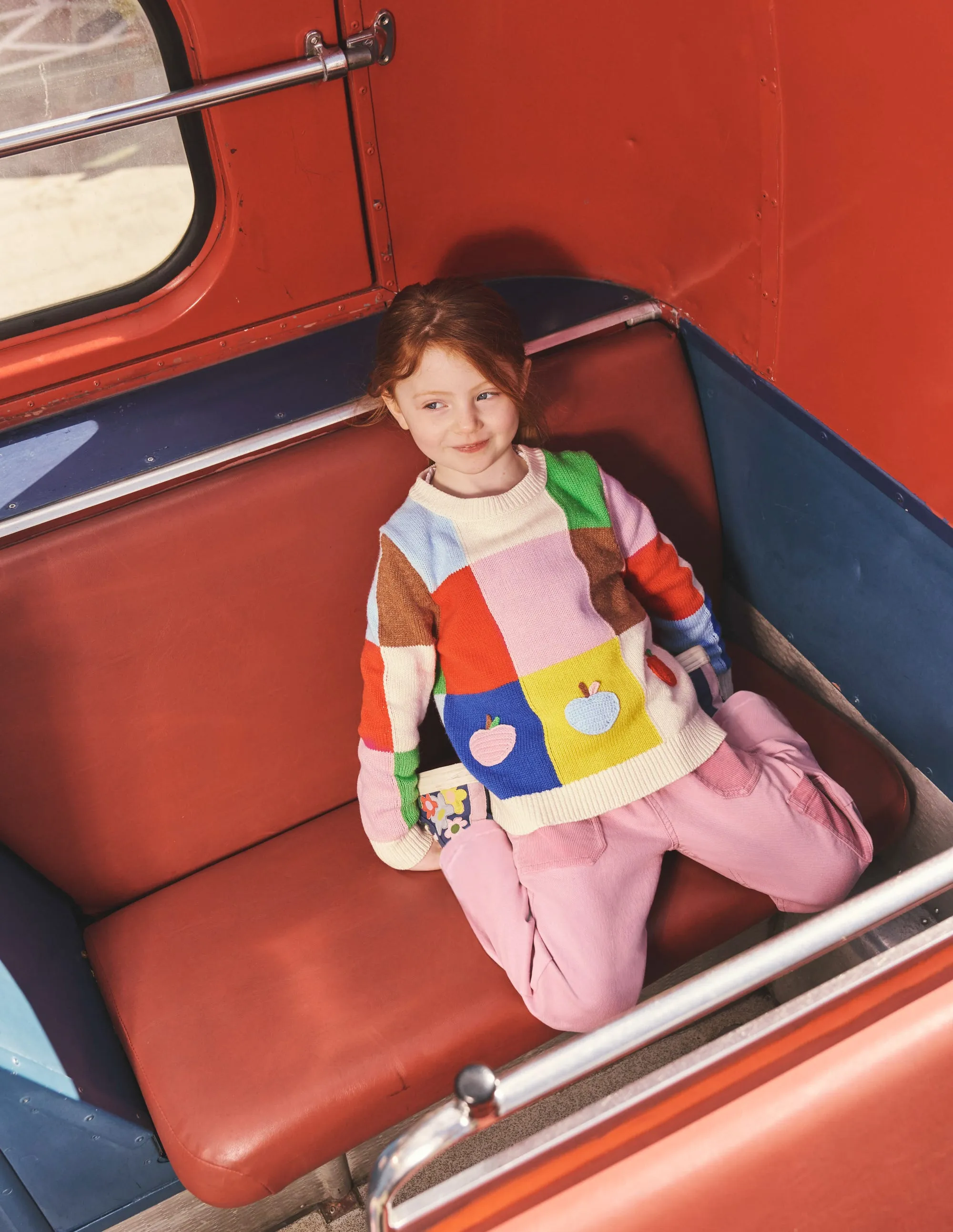 Patchwork Check Jumper-Multi Colourblock Apples