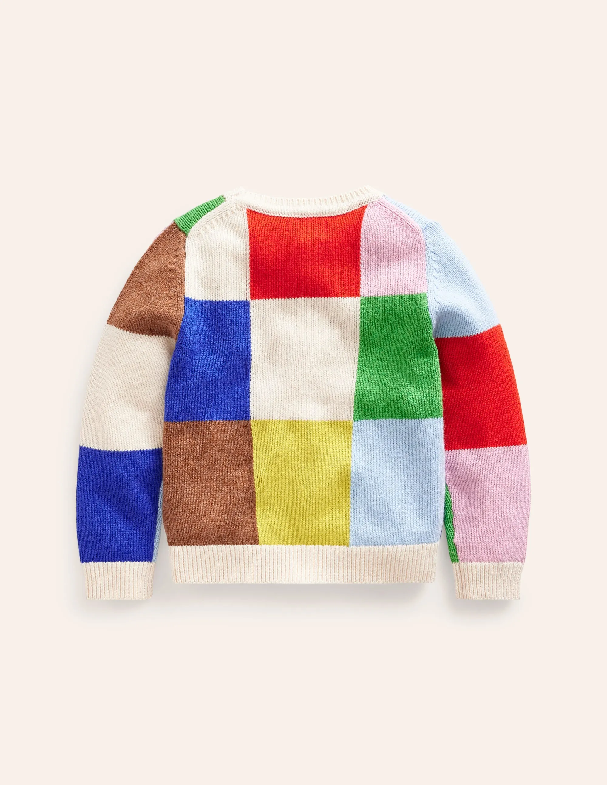 Patchwork Check Jumper-Multi Colourblock Apples