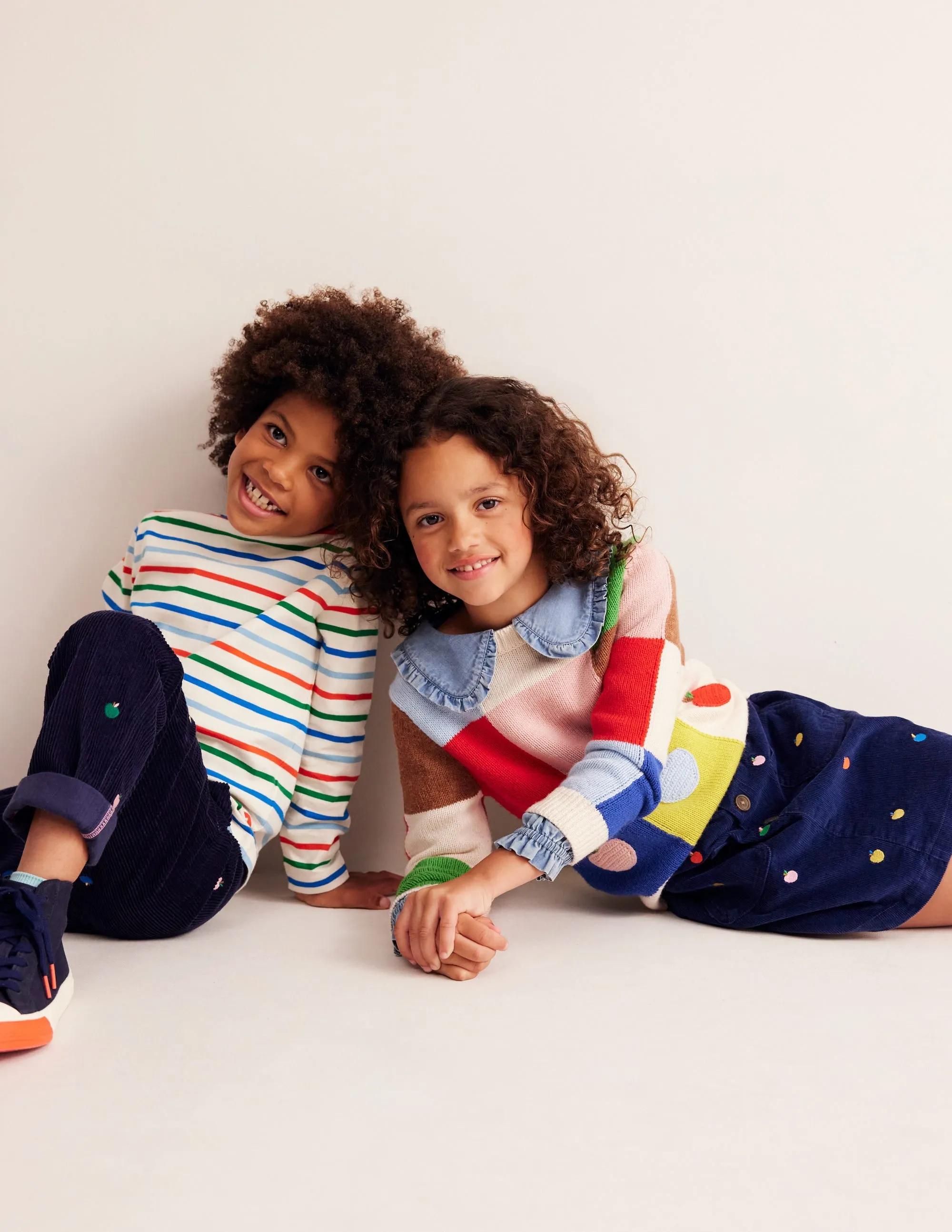 Patchwork Check Jumper-Multi Colourblock Apples