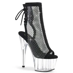 Pleaser Adore 1018RM Womens 7 Inch Heel, Platform Back Lace Peep-Toe Ankle Boots