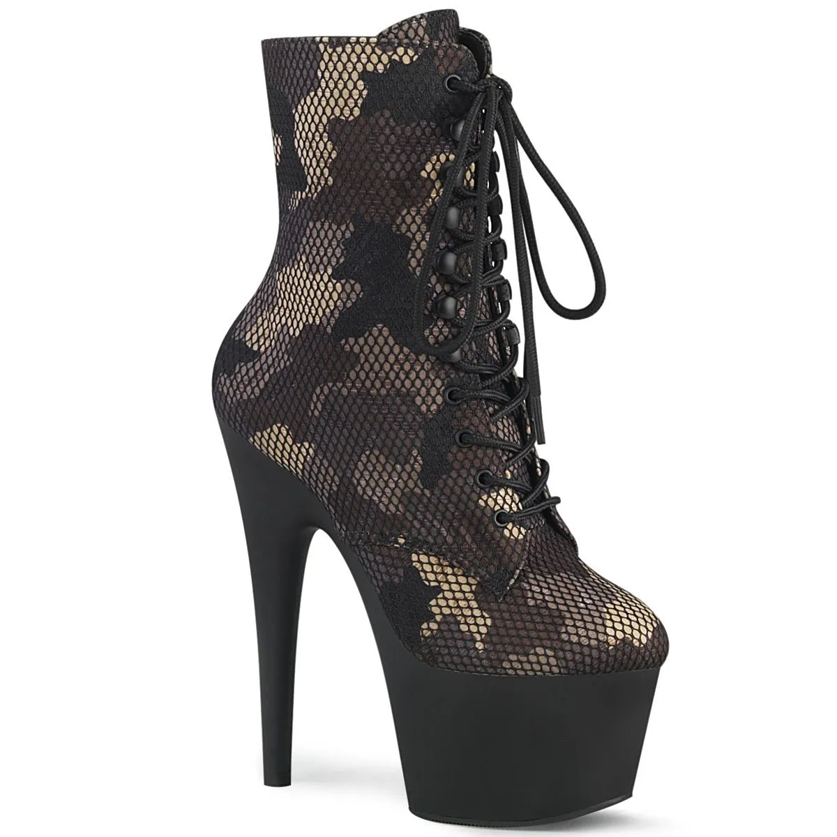 Pleaser Adore 1020CM Womens 7" Heel, Platform Front Lace Pole Dance Ankle Boots