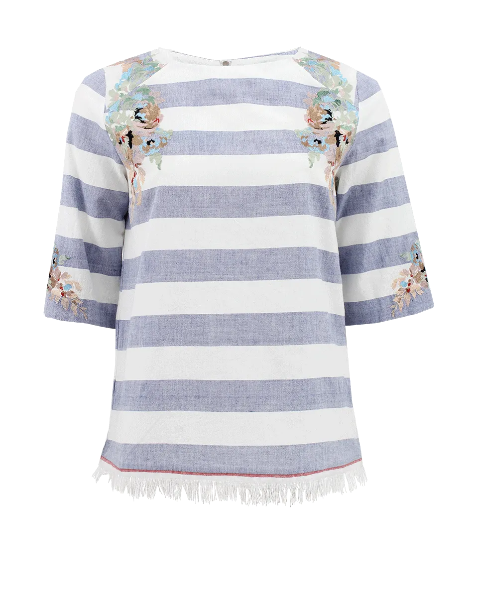 Quarter Sleeve Fringe Pullover