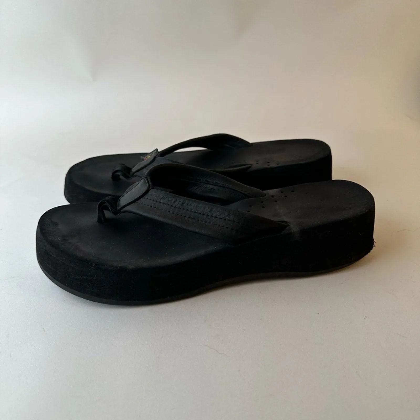 Rainbow Platform Black Flip Flops