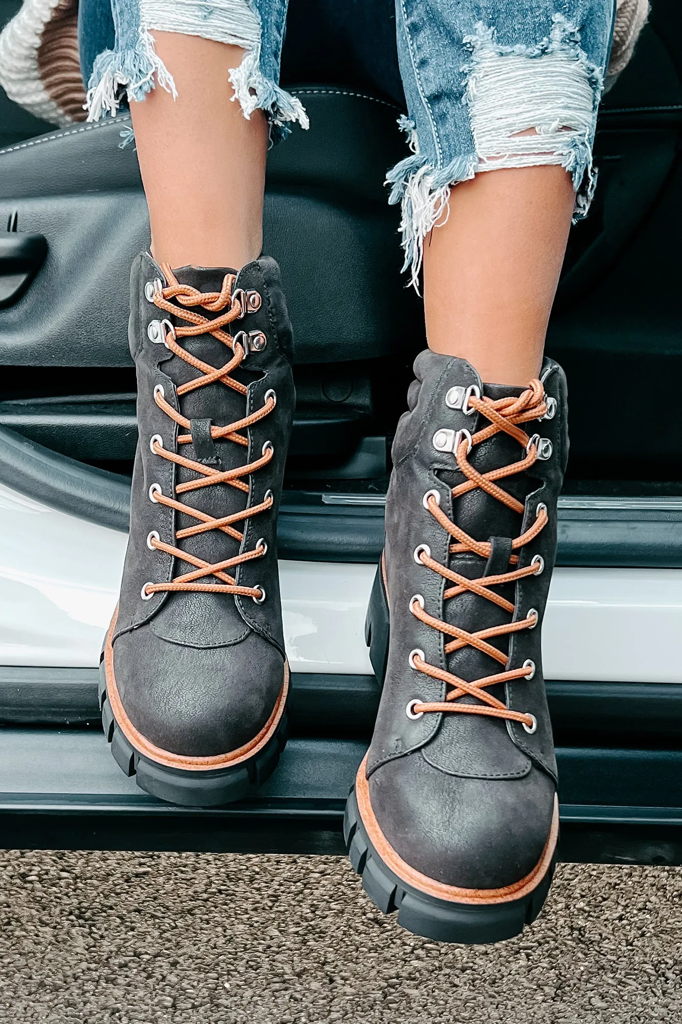 Ready To Explore Chunky Lace-Up Boots (Black)