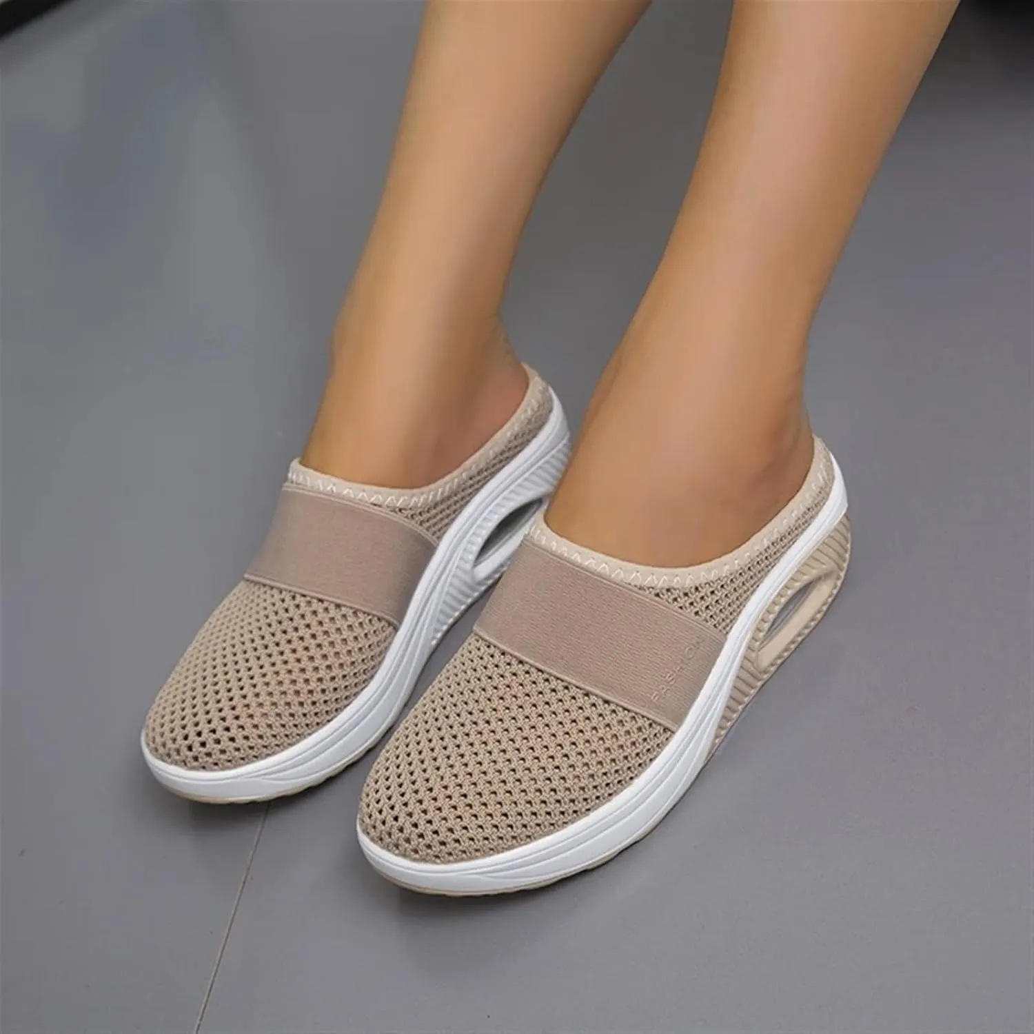 Sandals for Women 2025 Backless Walking Sneakers Air-Cushion Slip-on Walking Shoes Summer Mesh Air Cushion Orthopedic Diabetic Shoes with Arch-Support for Women 2025