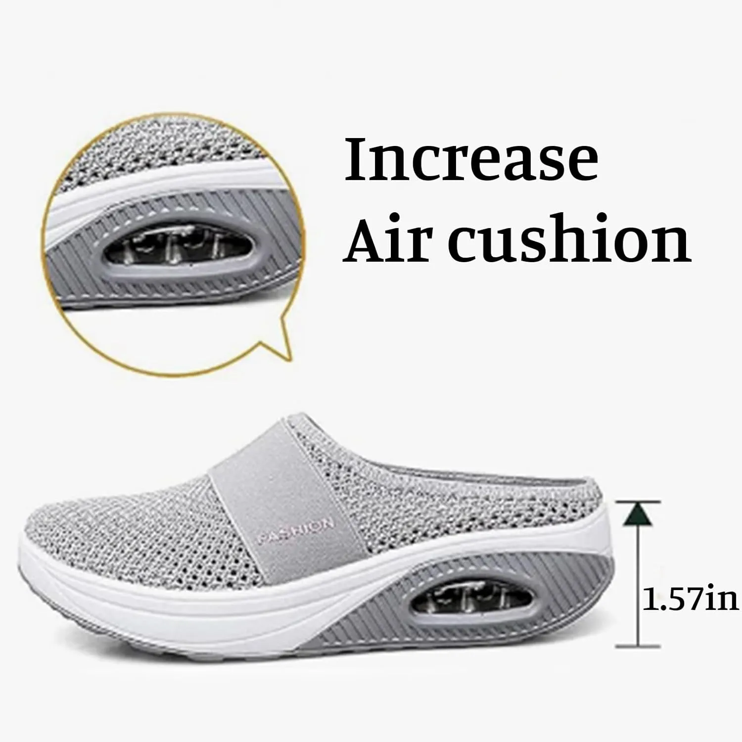 Sandals for Women 2025 Backless Walking Sneakers Air-Cushion Slip-on Walking Shoes Summer Mesh Air Cushion Orthopedic Diabetic Shoes with Arch-Support for Women 2025