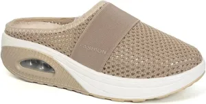 Sandals for Women 2025 Backless Walking Sneakers Air-Cushion Slip-on Walking Shoes Summer Mesh Air Cushion Orthopedic Diabetic Shoes with Arch-Support for Women 2025