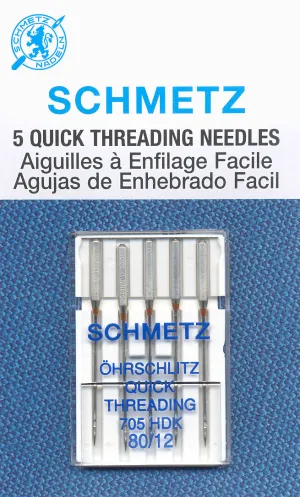SCHMETZ quick threading needles - 80/12 carded 5 pieces