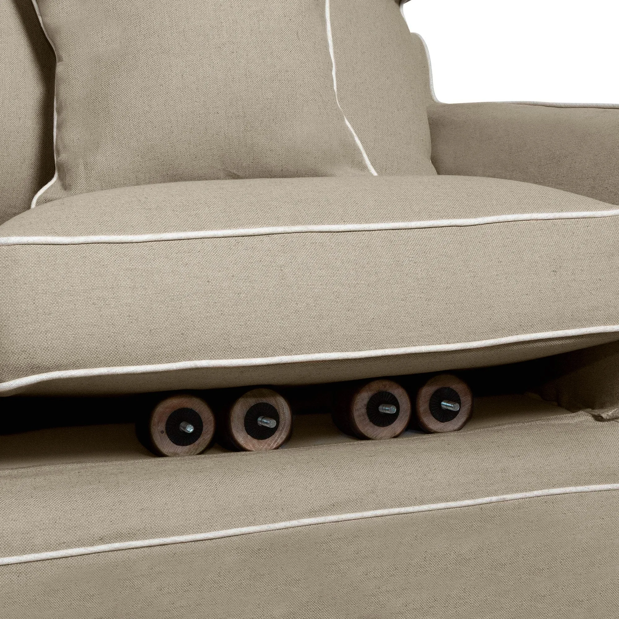 Slip Cover Only - Noosa Hamptons 2 Seat Sofa Natural W/White Piping