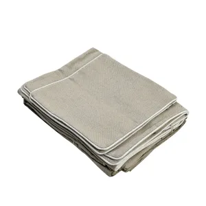 Slip Cover Only - Noosa Hamptons Ottoman Natural W/White Piping