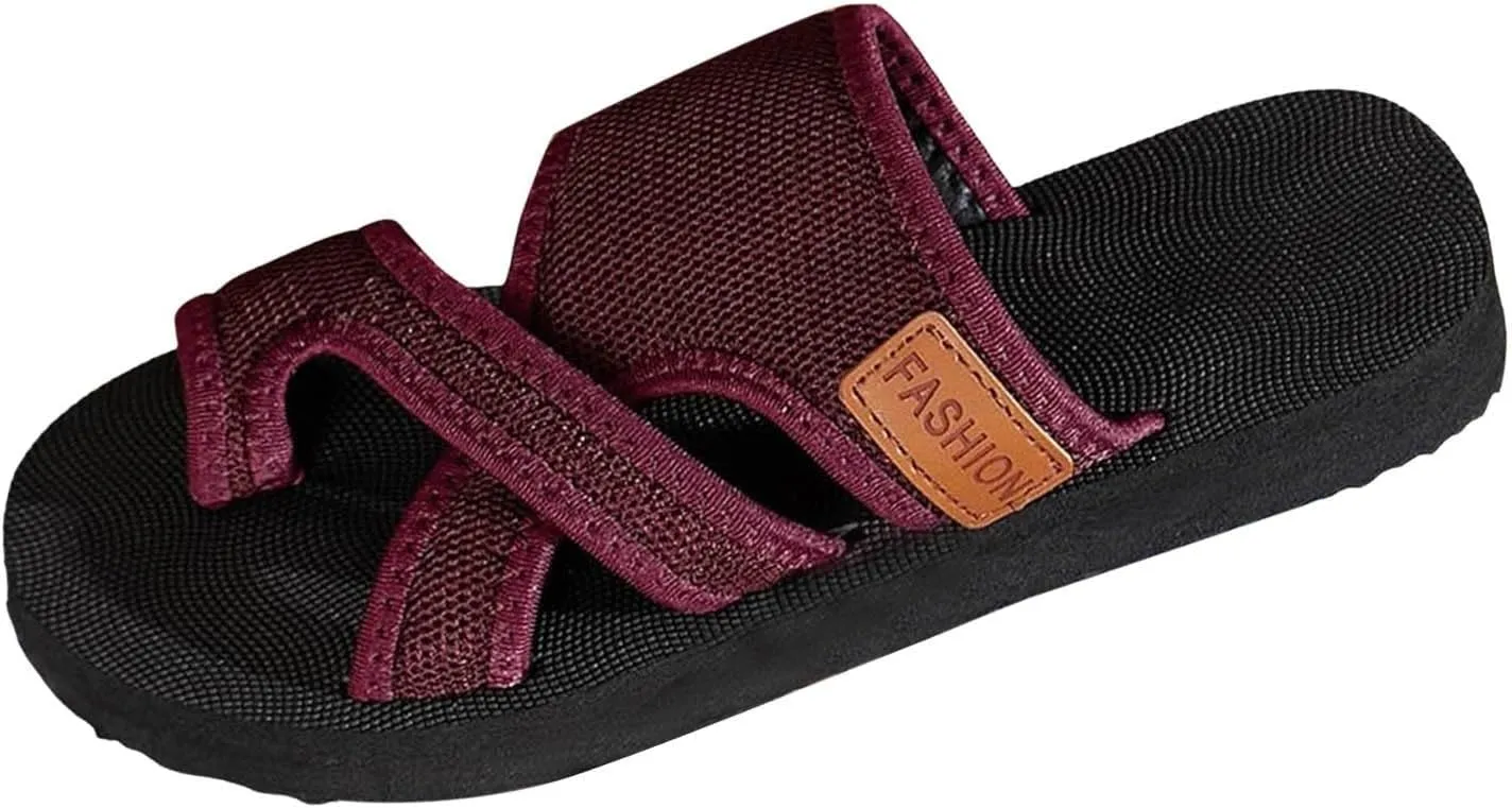 Summer Sandals Women Split Toe Stylish Hollow Out Mesh Slide Non-Slip Sandals Comfortable Breathable Flip Flops Comfort Open Toe Slip On Flats Outdoor Walking Lightweight Flip Flop