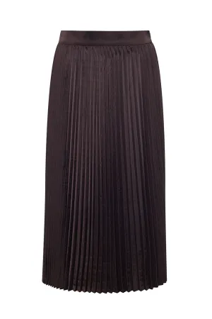 The Sarah Pleated Satin Skirt | Chocolate
