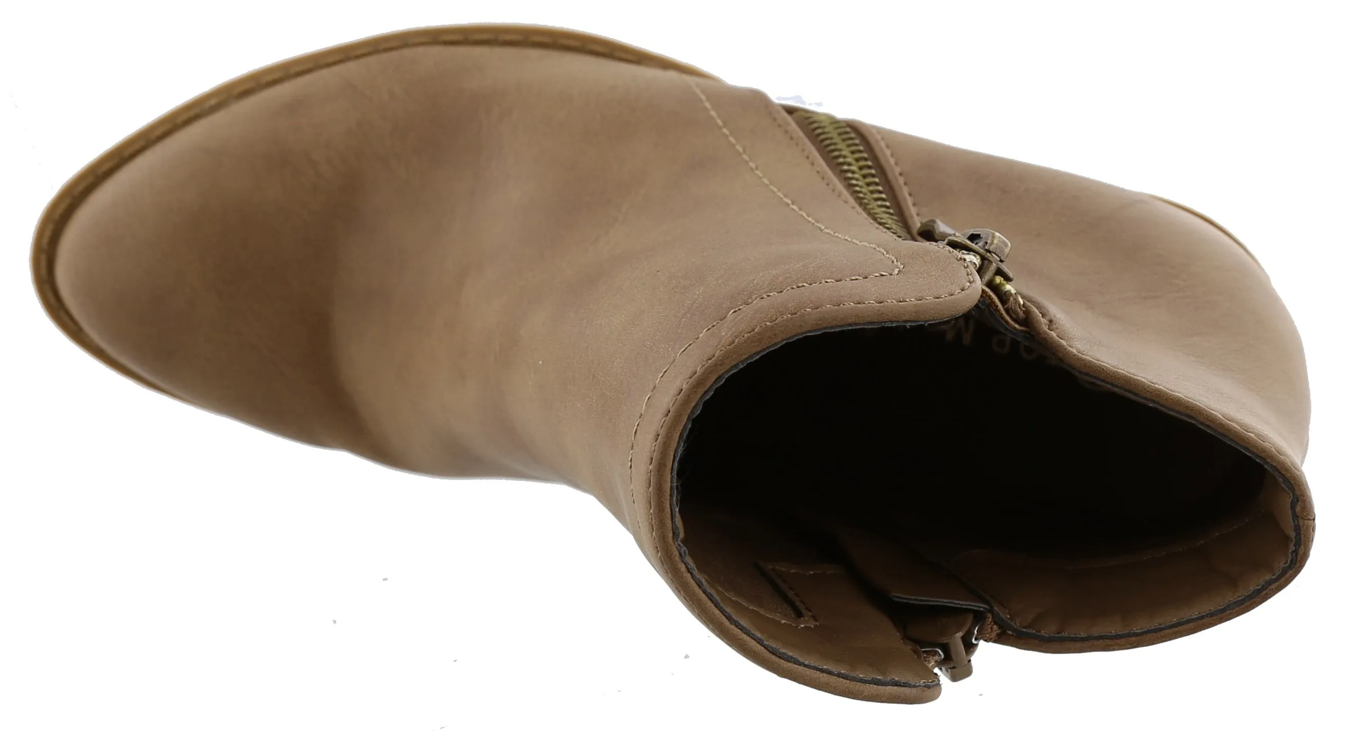 Top Moda Women's Closed Round Toe Zipper Chunky Stacked Block Heel Ankle Bootie