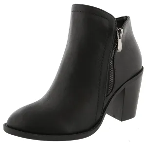 Top Moda Women's Closed Round Toe Zipper Chunky Stacked Block Heel Ankle Bootie