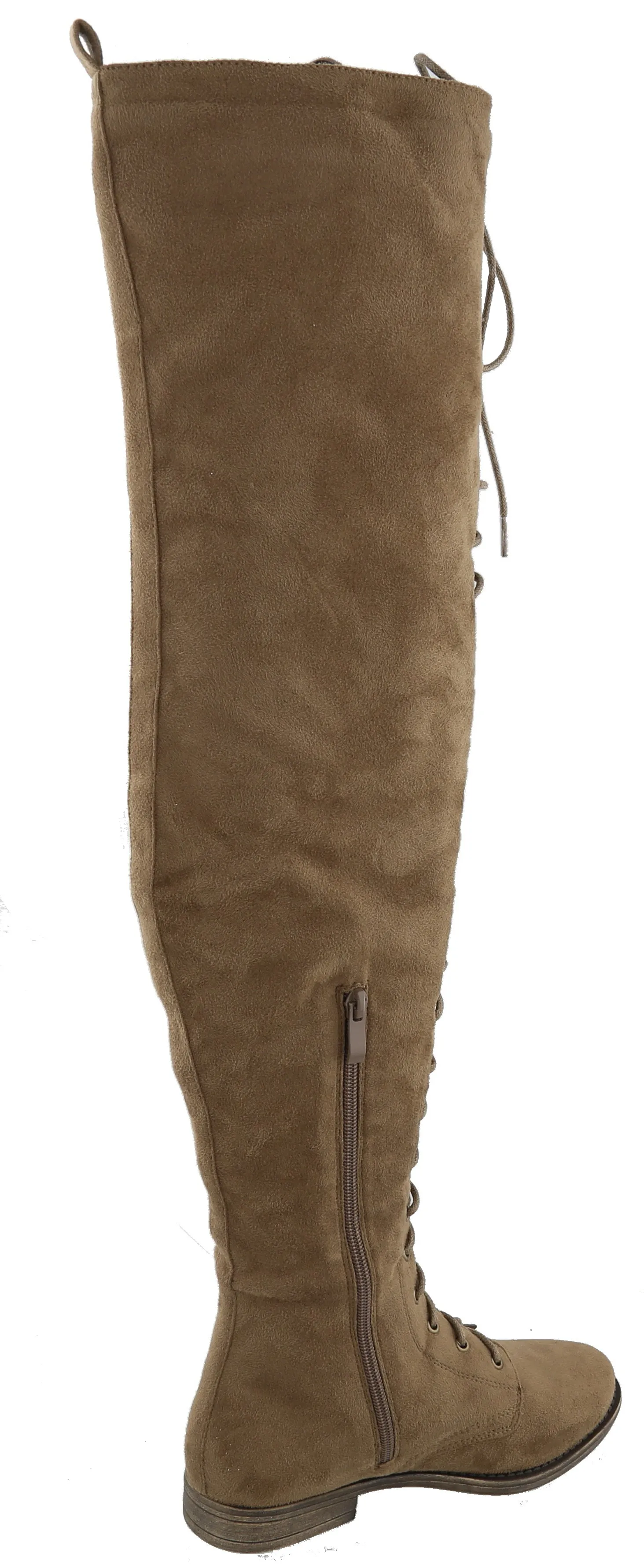 Top Moda Women's Lace Up Front Over The Knee Thigh High Flat Heel Boot