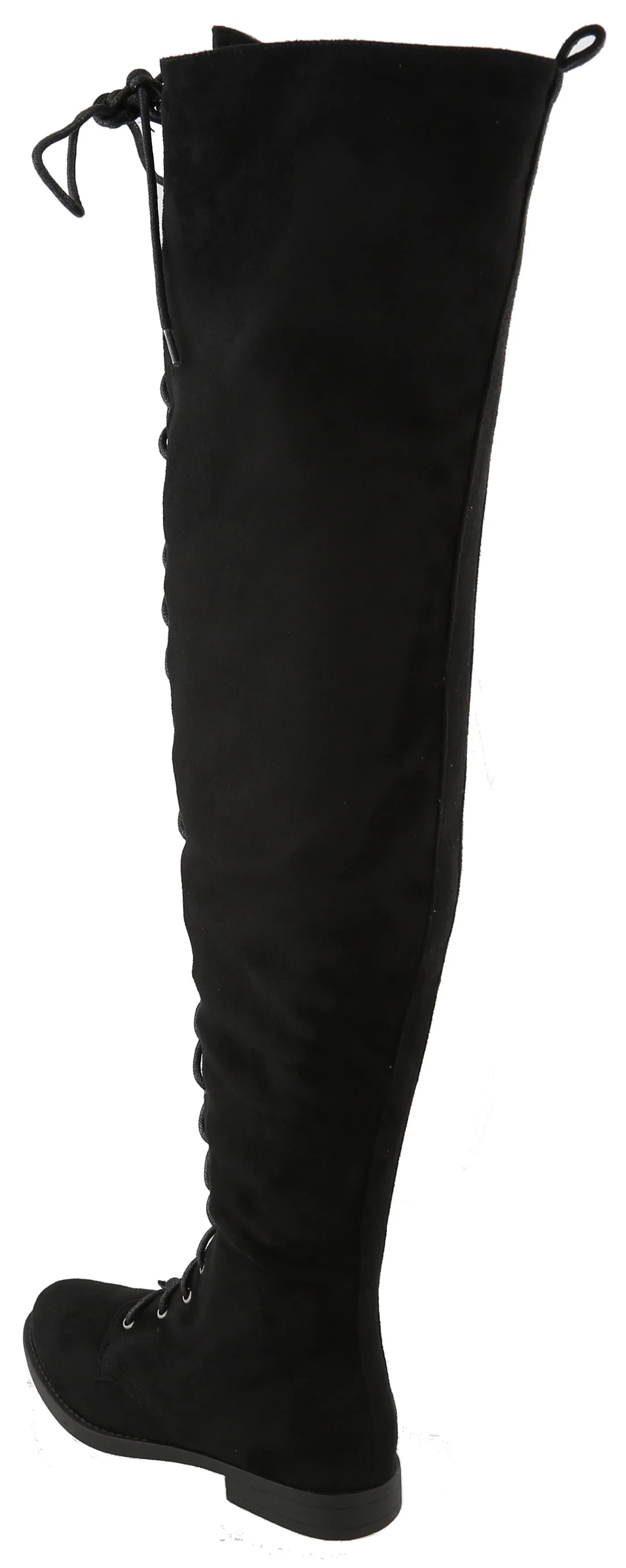Top Moda Women's Lace Up Front Over The Knee Thigh High Flat Heel Boot