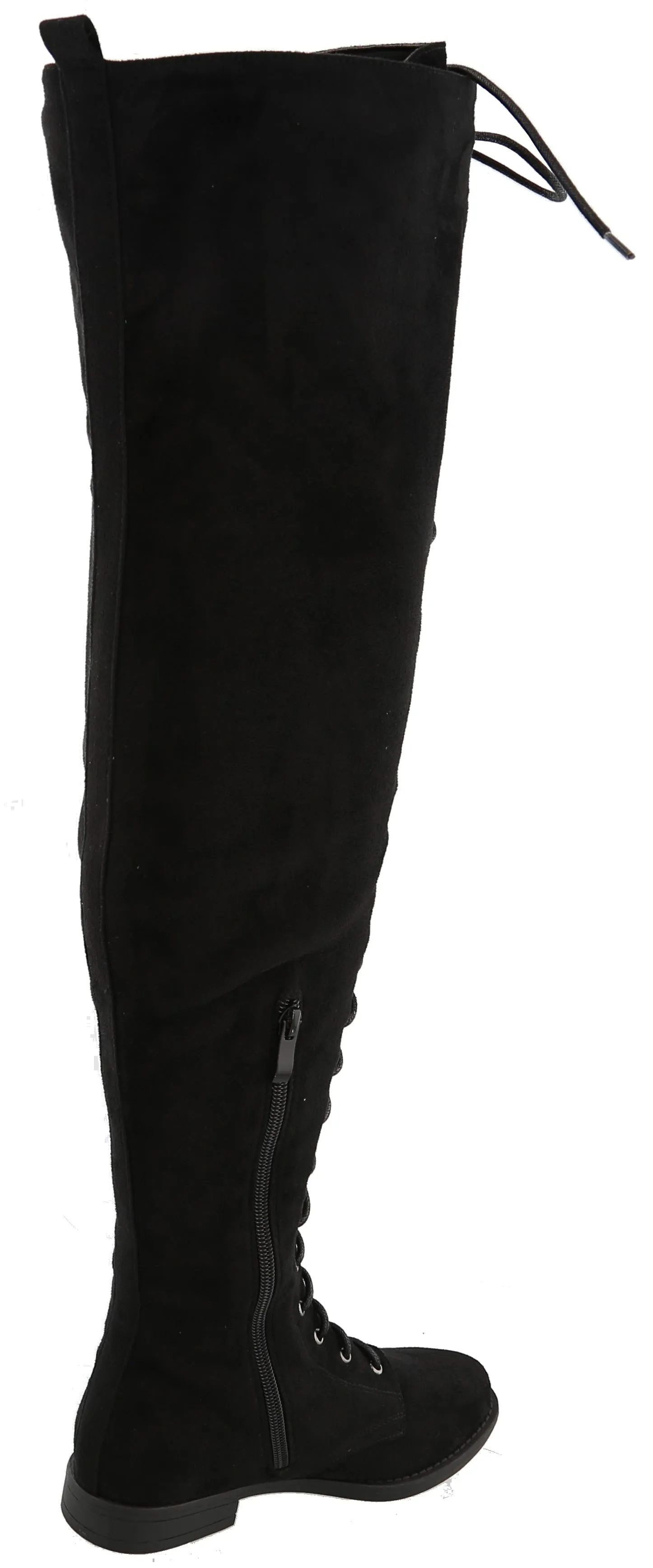 Top Moda Women's Lace Up Front Over The Knee Thigh High Flat Heel Boot
