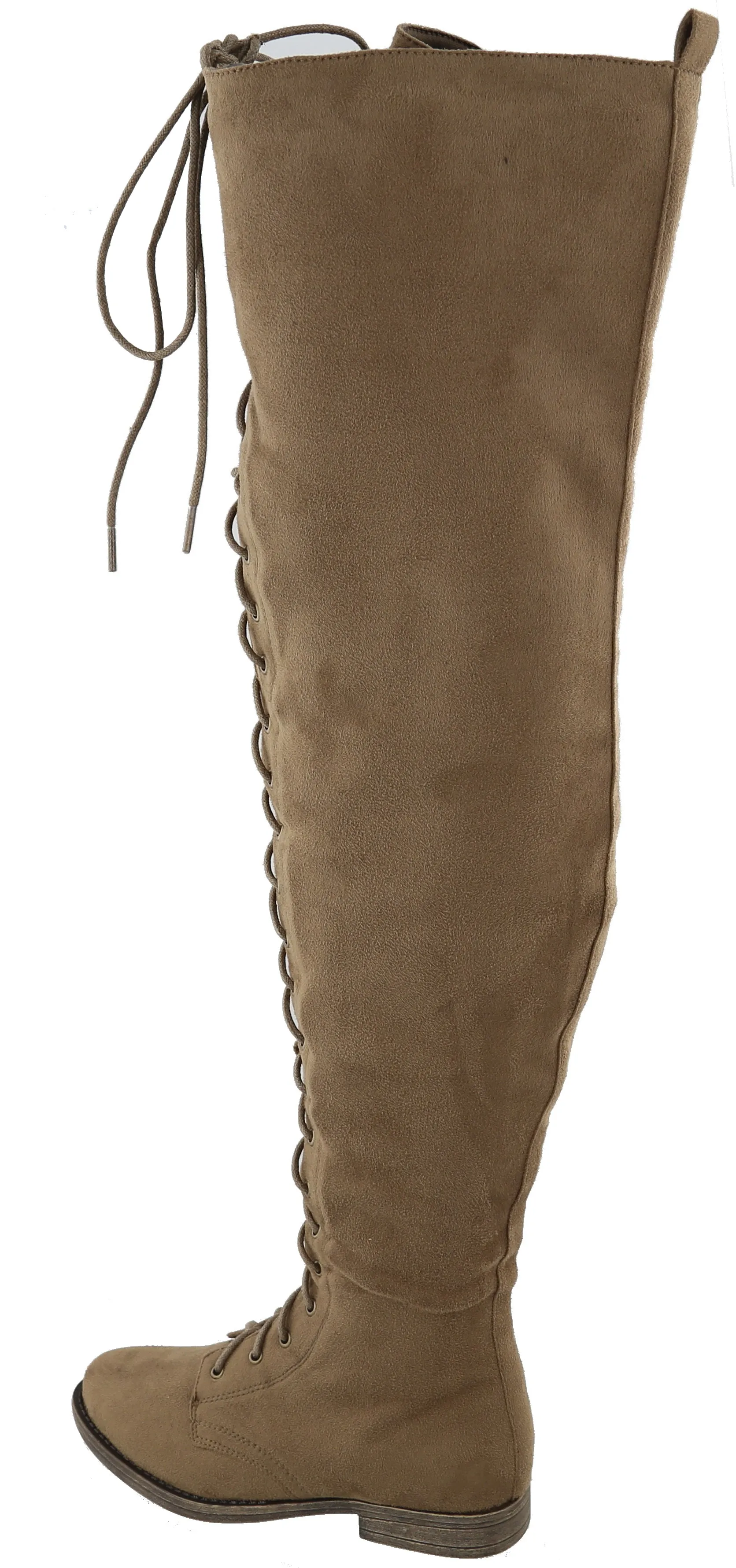 Top Moda Women's Lace Up Front Over The Knee Thigh High Flat Heel Boot