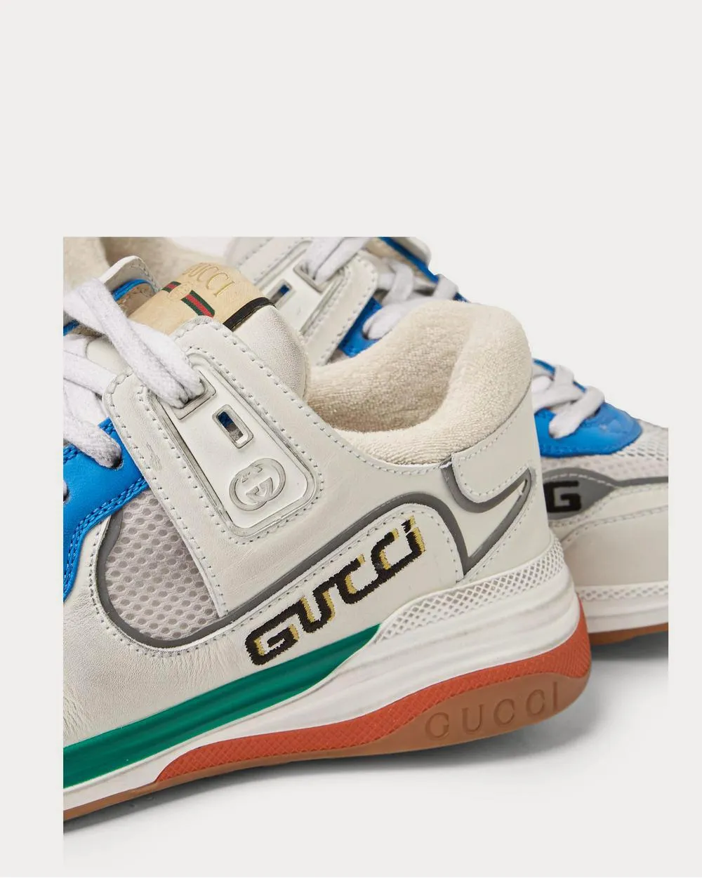 Ultrapace Distressed Leather and Mesh  White low top sneakers