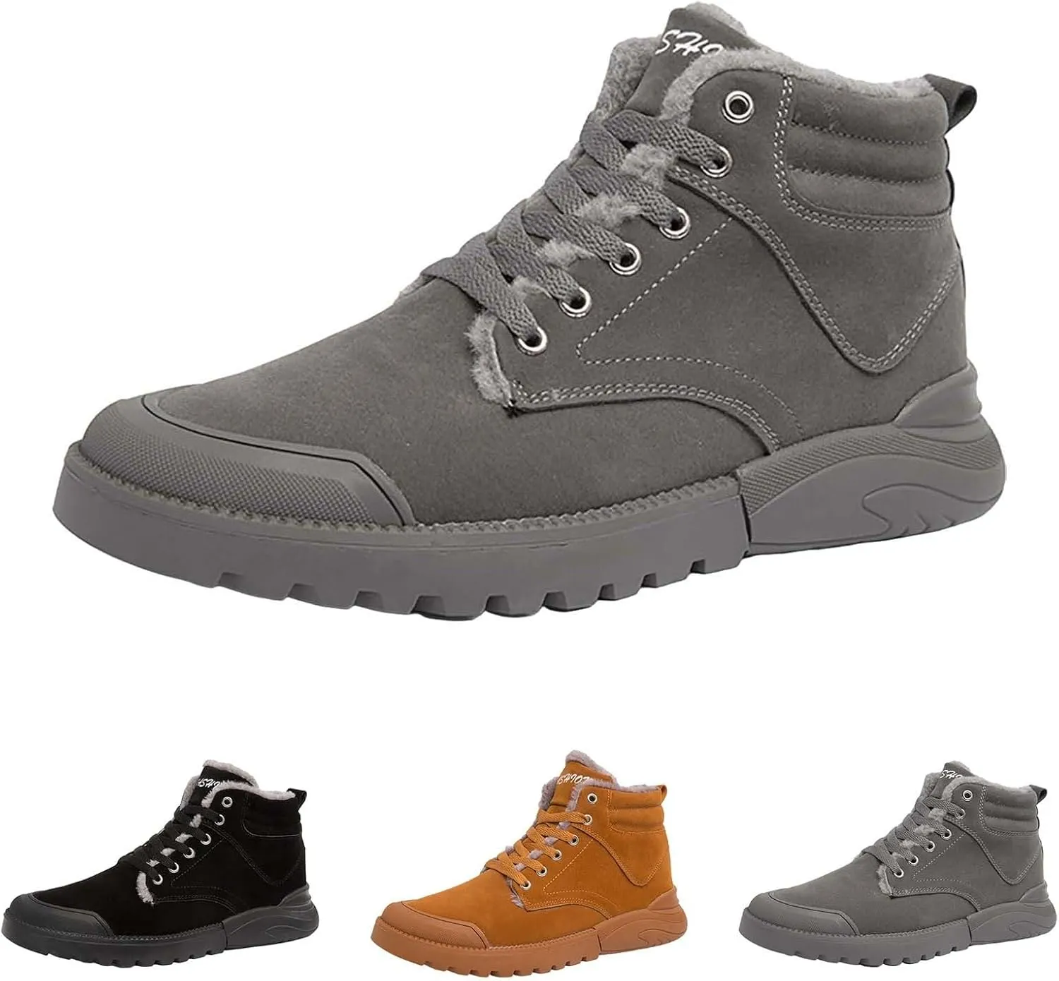 Work Boots for Men Waterproof Hiking Sneakers Zip Up Fur Lined Women's Safety Shoes Food Service Outdoor Botas Waterproof Soft Toe Work Hike Grounded Footwear